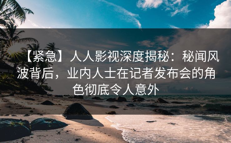【紧急】人人影视深度揭秘：秘闻风波背后，业内人士在记者发布会的角色彻底令人意外