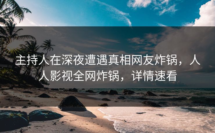 主持人在深夜遭遇真相网友炸锅，人人影视全网炸锅，详情速看