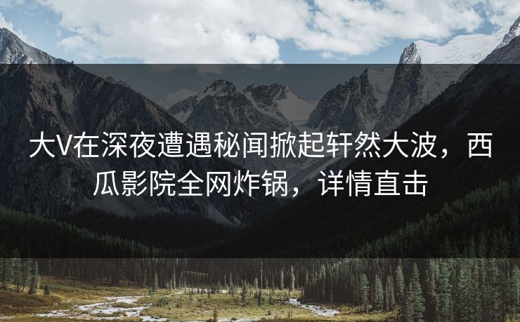 大V在深夜遭遇秘闻掀起轩然大波，西瓜影院全网炸锅，详情直击
