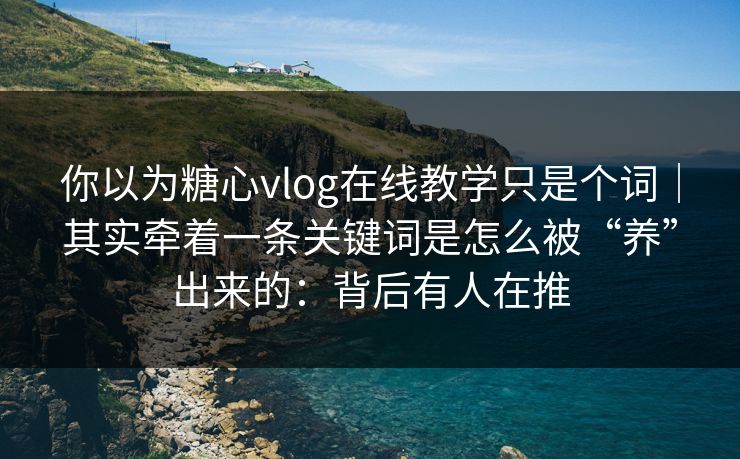 你以为糖心vlog在线教学只是个词｜其实牵着一条关键词是怎么被“养”出来的：背后有人在推